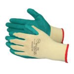 Megztos pirštinės, padengtos žaliu lateksu, 10G