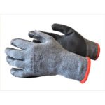 Megztos pirštinės, padengtos juodu lateksu, 10G