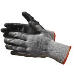 Megztos pirštinės, padengtos juodu lateksu, 10G