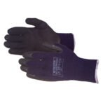 Pašiltintos apsauginės pirštinės iš akrilo, padengtos juodu lateksu, 10G