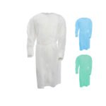 Medicininis chalatas PP, užrišamas nugaroje, Medi-Inn, 16 g/m², balti/žali/mėlyni