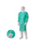 Medicininis chalatas PP, su elastinėmis gumytėmis, užrišamas nugaroje, 25 g/m², L, žalias