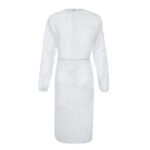Medicininis chalatas PP, su megztais rankogaliais, užrišamas nugaroje, 25 g/m², baltas (1vnt)