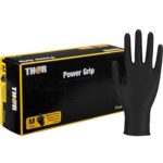 Abena THOR Power Grip nitrilinės vienkartinės pirštinės, labai stiprios, 6.5g, juodos M/L/XL/XXL (50vnt)