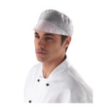 Vienkartinės kepurėlės su snapeliu trumpiems plaukams, balta (100vnt)
